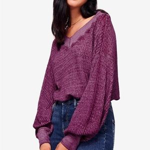 Free People Southside Thermal Pullover Top VIOLET